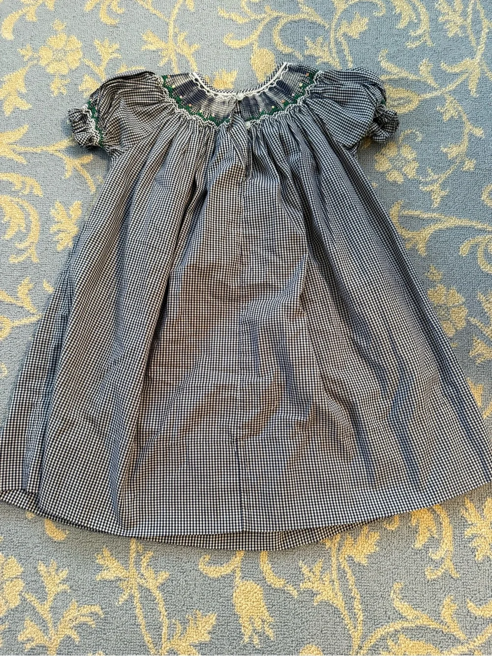 Smocked Black & White Gingham Smocked Kids Dress - Sweet Angela by Rosalin